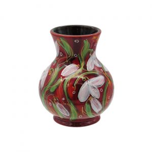 Ruby Snowdrop Design 14cm Vase Anita Harris Art Pottery