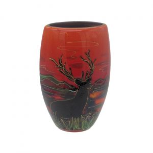 Oval Vase in Stag Design by Anita Harris Art Pottery