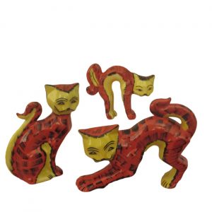 Polka Cat Orange Set of Three Lorna Bailey Artware